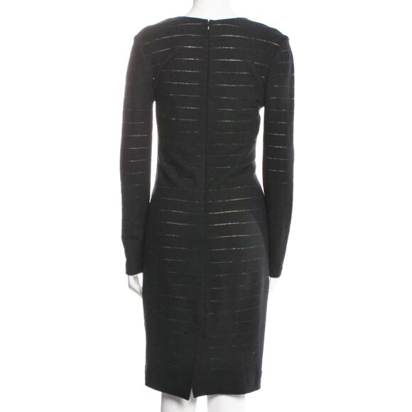 L’Agence Black Shadow Stripe Wool Knit Long Sleeve Sheath Dress 6 - Picture 5 of 7